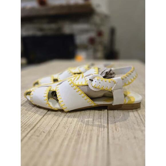 Farm Rio Women's White Slingback Sandals Palm Tree Whipstitch Casual Size 8 - Picture 7 of 11